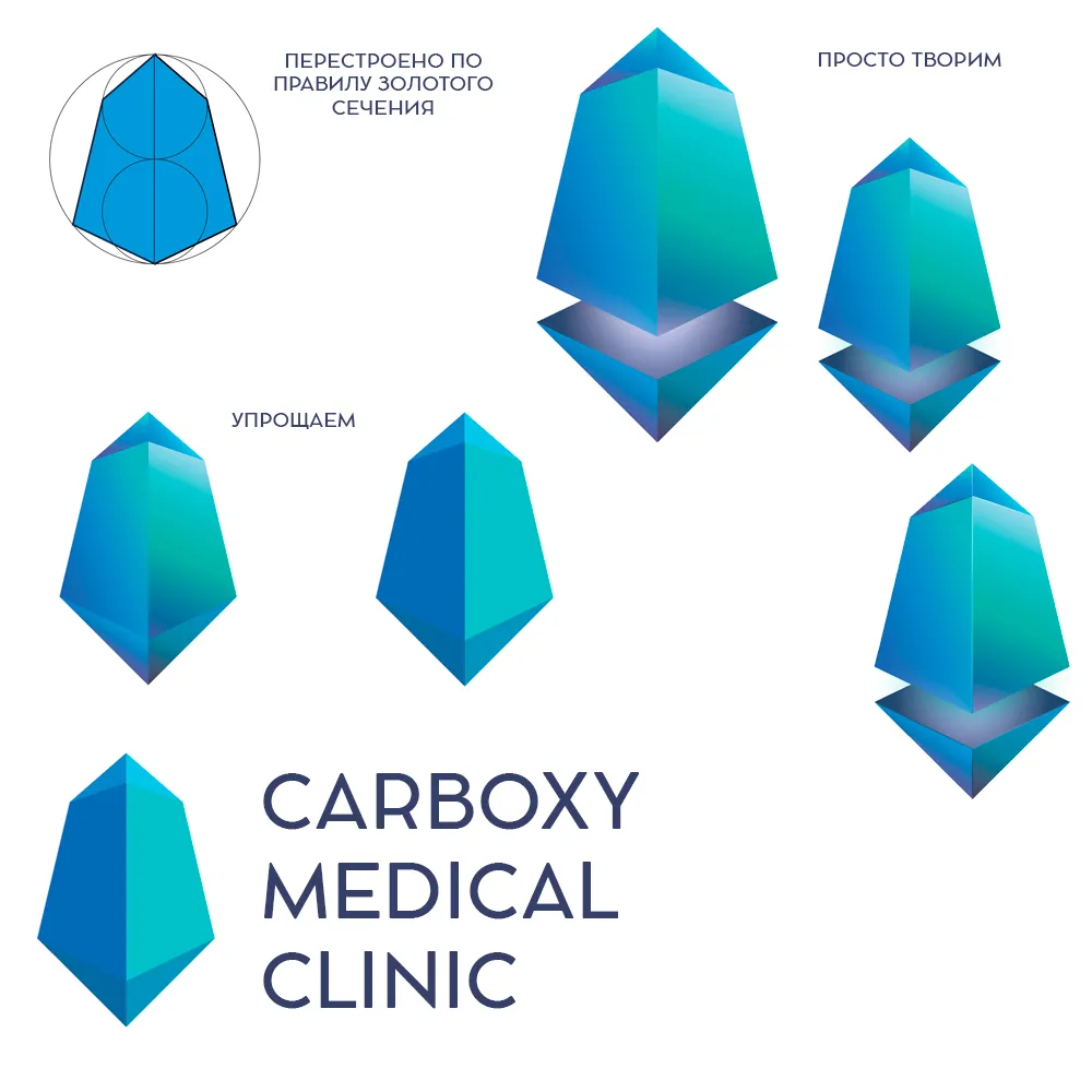 Логотип для косметологической клиники «Carboxi Medical Clinic» процесс